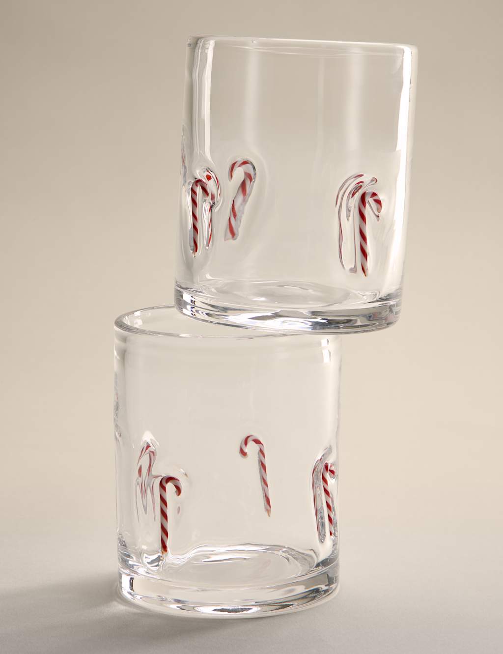 M&S Set of 2 Candy Cane Tumblers Red