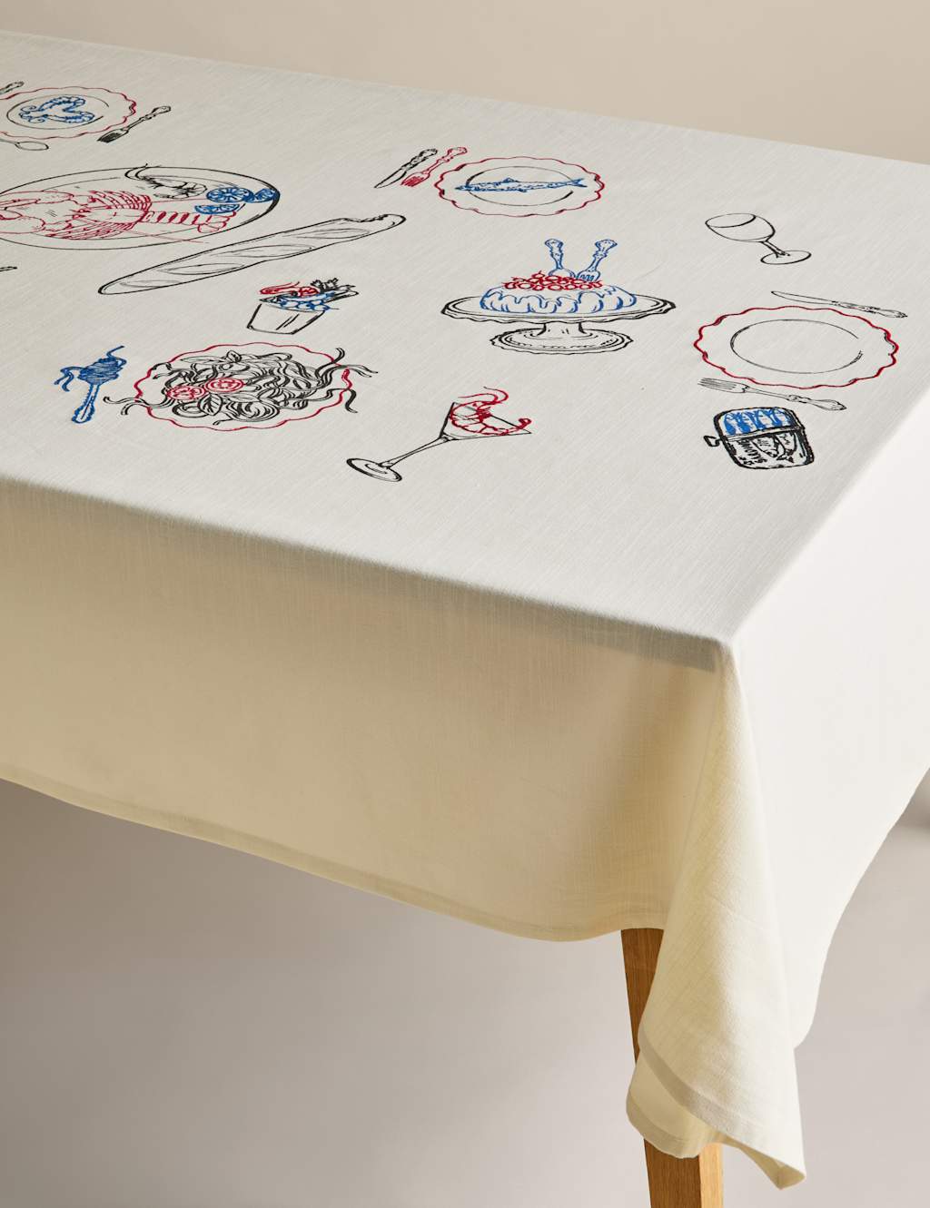Pure Cotton Bistro Embroidered Tablecloth