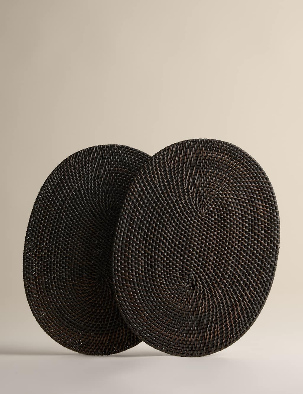 M&S Set of 2 Rattan Oval Placemats - Black