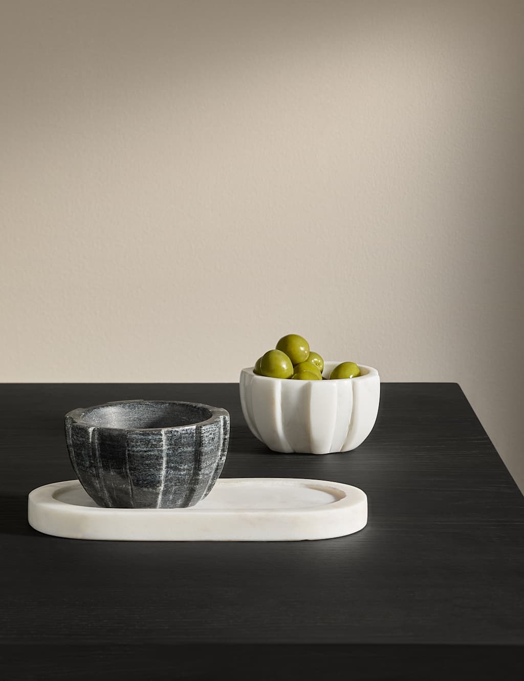 M&S X Kelly Hoppen Marble Textured Pinch Pots & Tray Multi