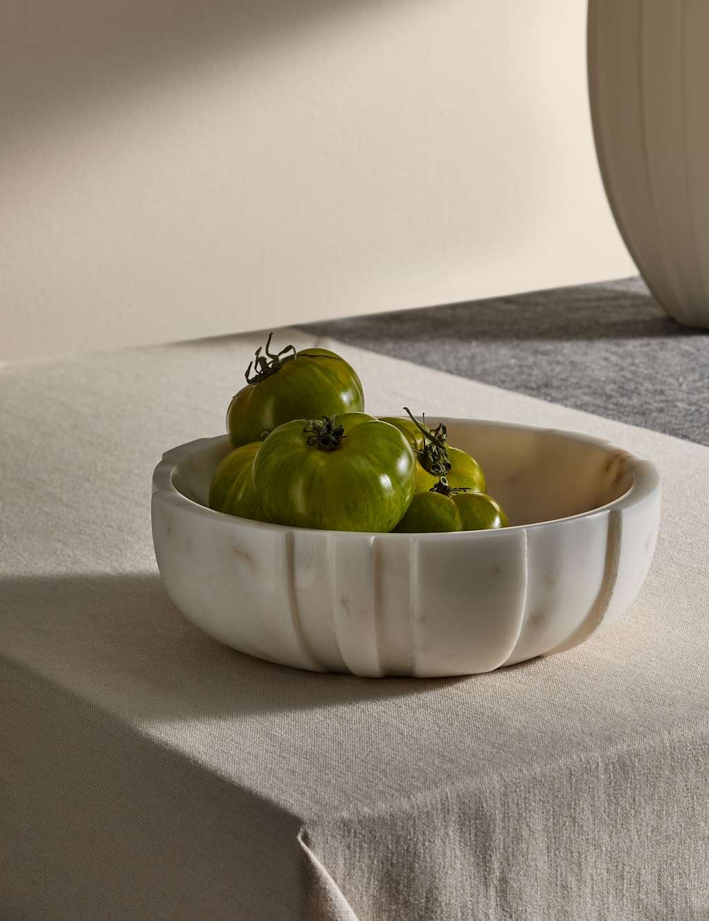 M&S X Kelly Hoppen Marble Textured Serving Bowl White
