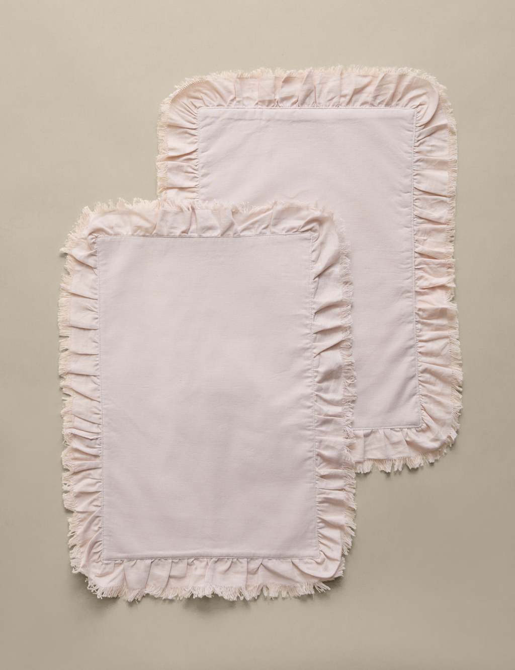 M&S Set of 2 Cotton Rich Ruffle Placements Pink