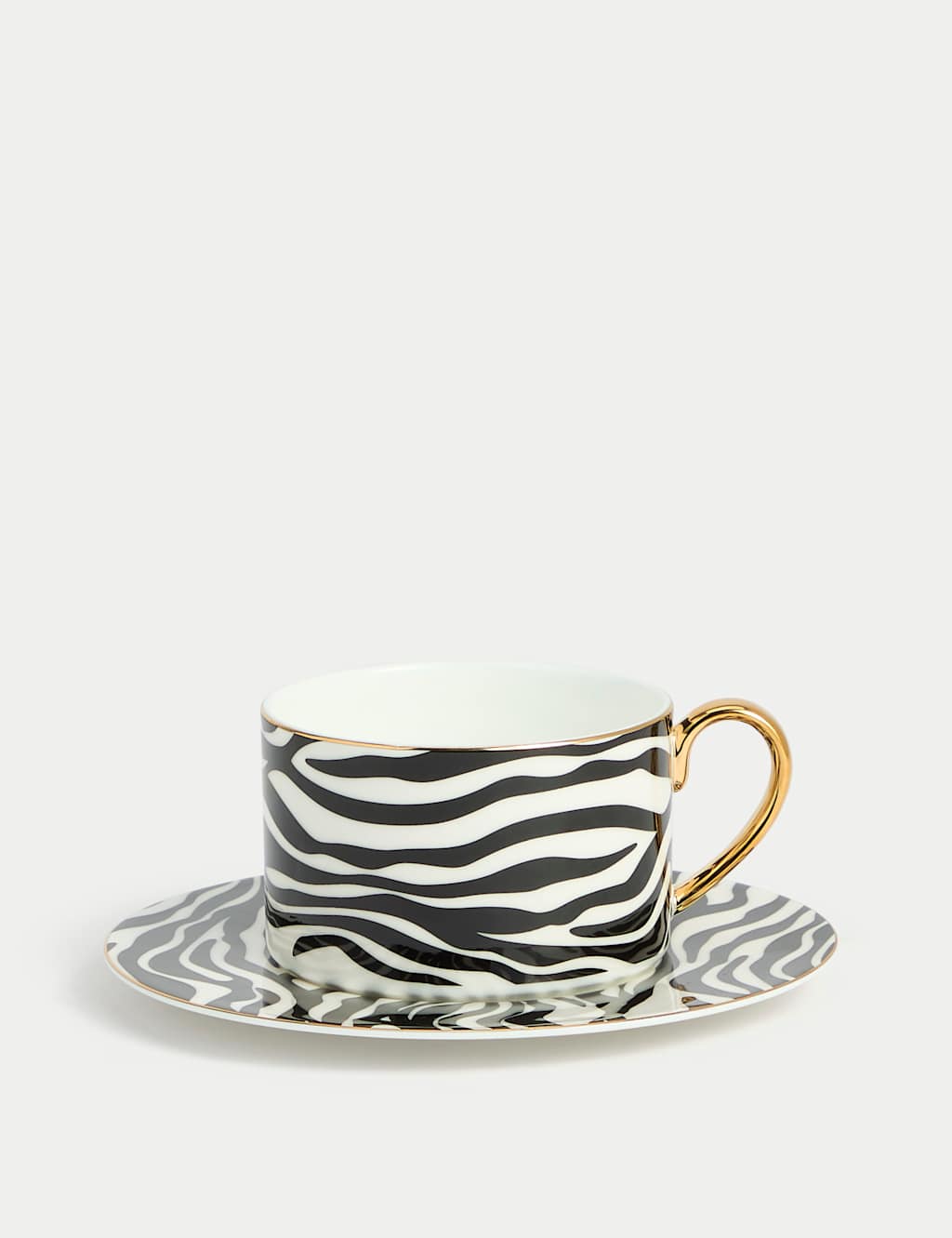 M&S Bone China Zebra Cup & Saucer Black Mix