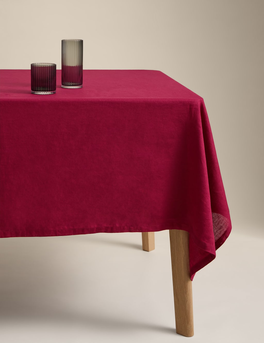 M&S Pure Linen Tablecloth Cranberry