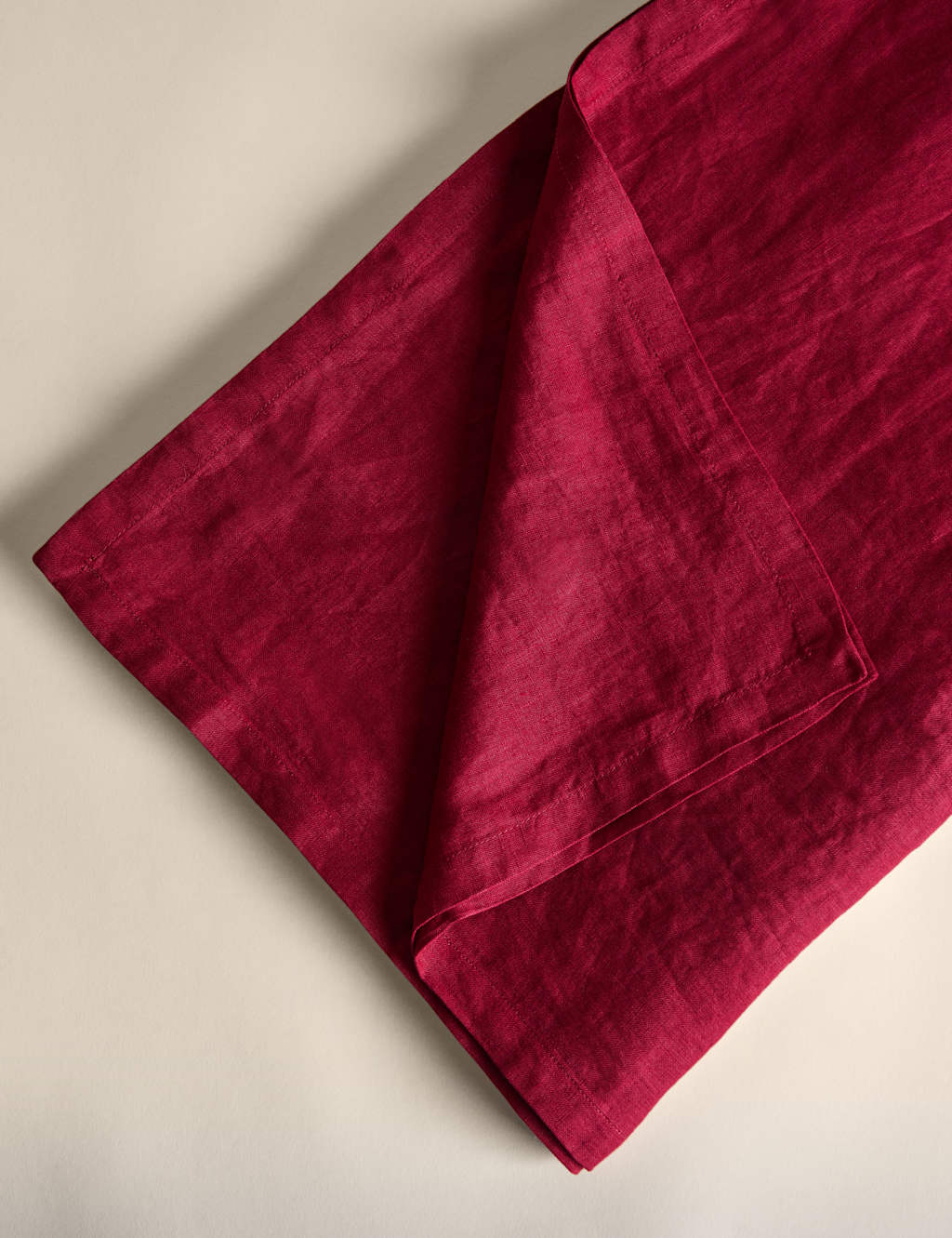 M&S Collection Pure Linen Tablecloth - Cranberry, Cranberry,Natural,Khaki,White,Navy,Grey,Soft Brown,Soft Pink