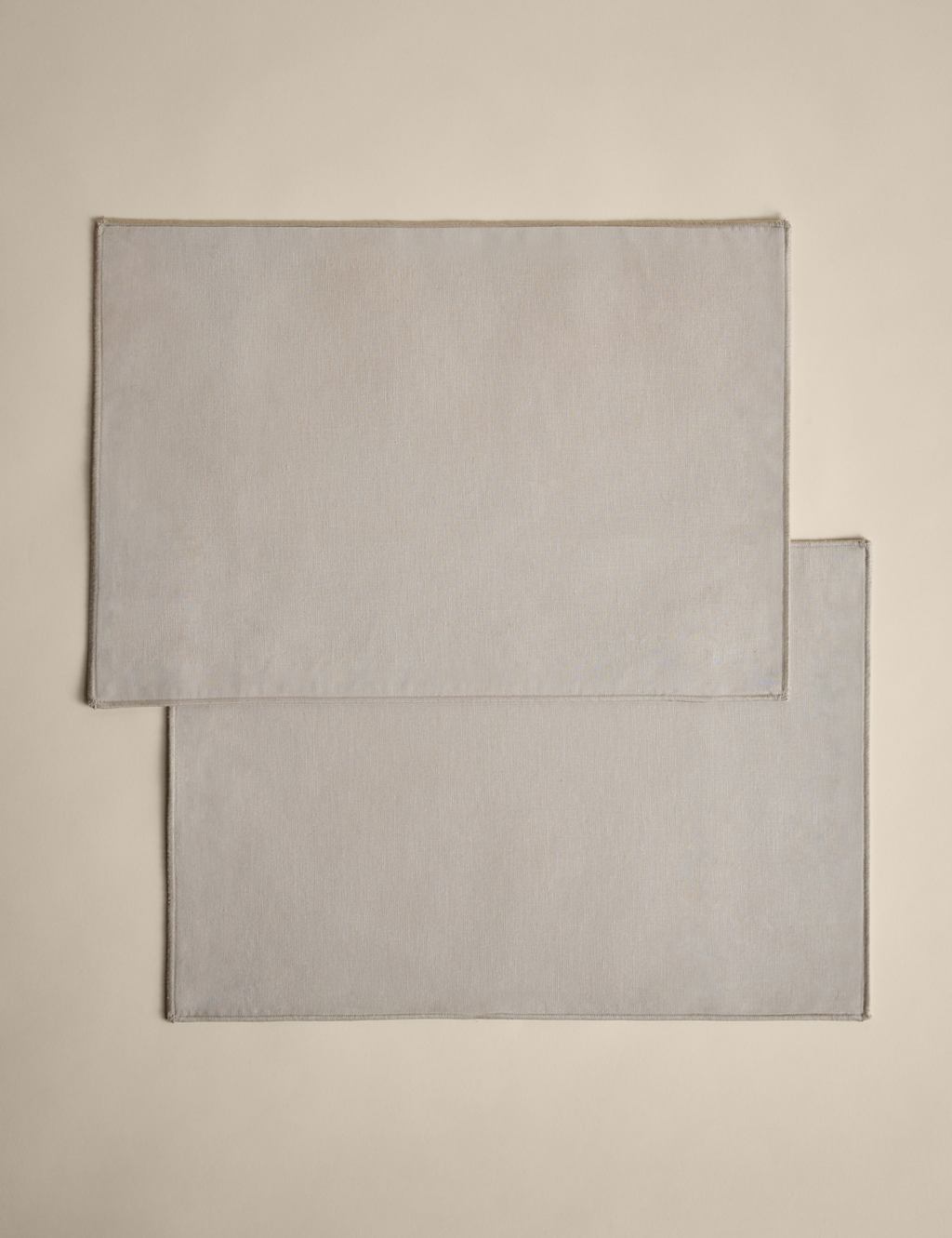 M&S Set of 2 Cotton with Linen Embroidered Edge Placemats Natural