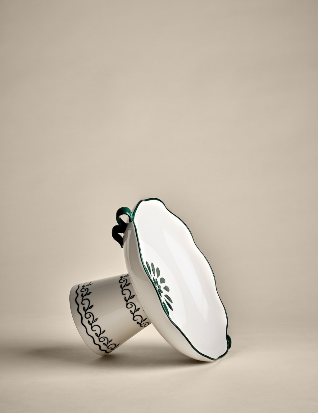Hand Painted Footed Serving Bowl