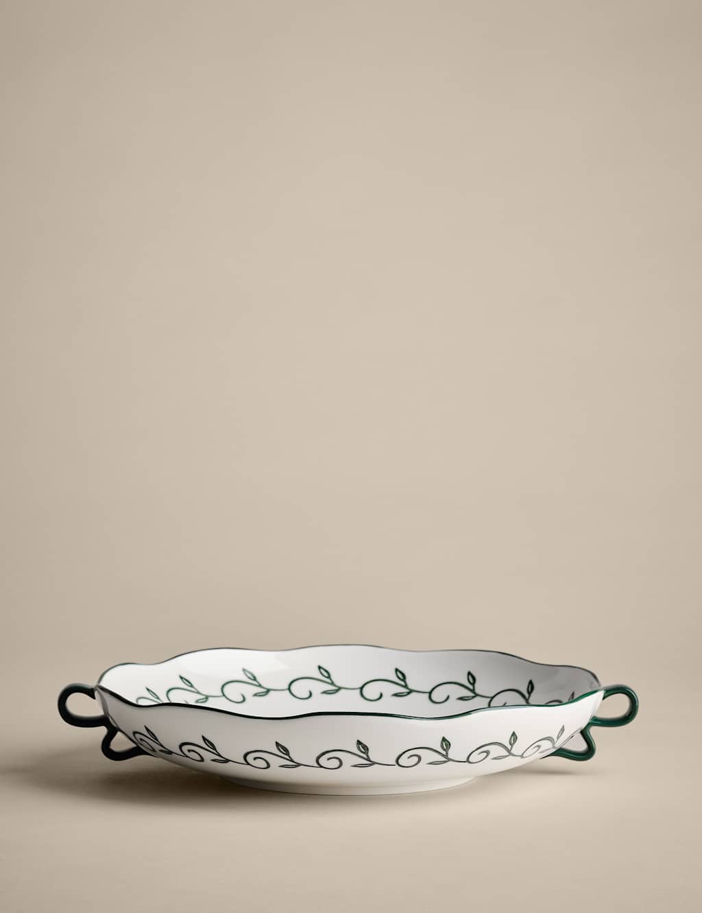 M&S Collection Hand Painted Platter - Green, Green