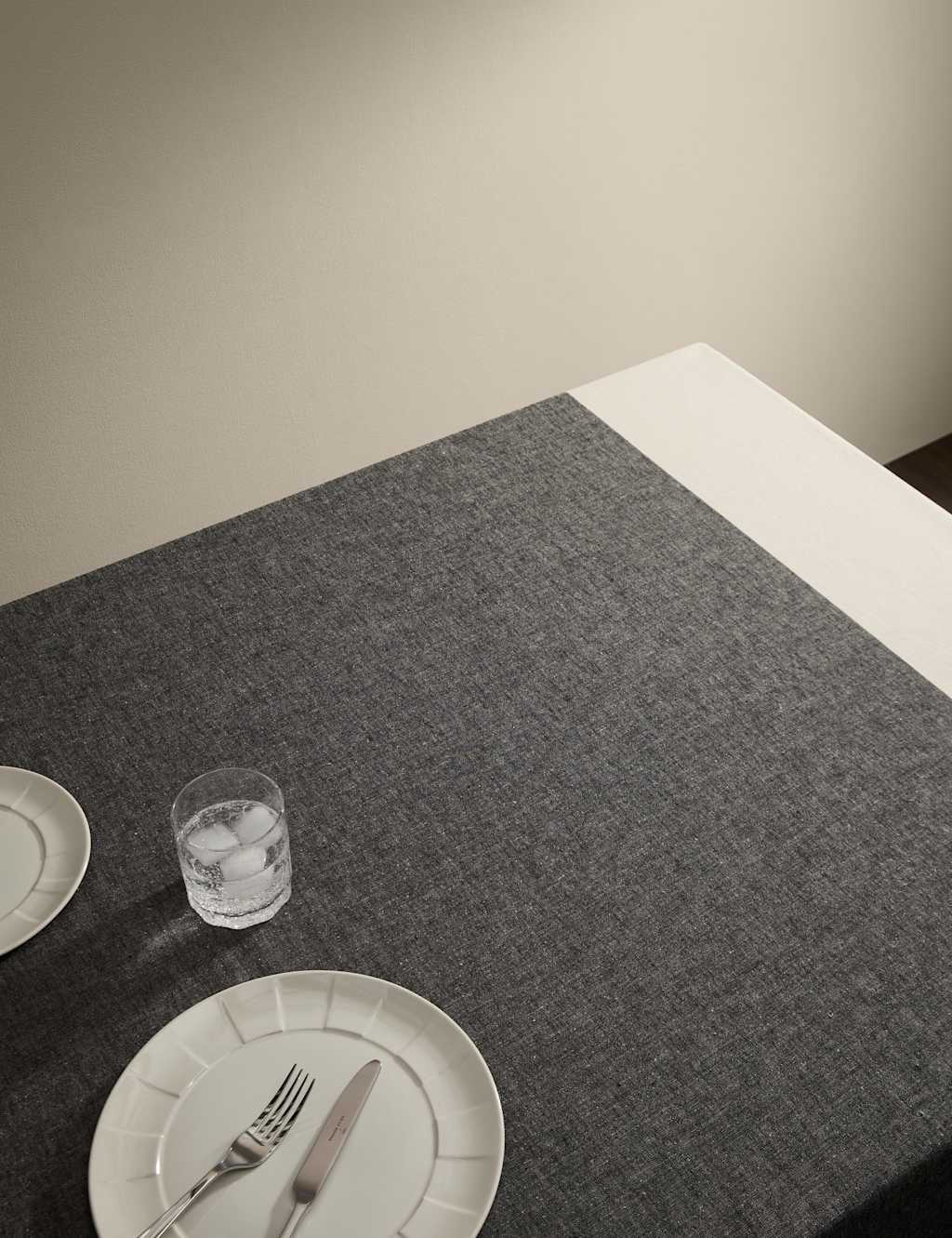 M&S X Kelly Hoppen Woven Banded Table Cloth - Black, White,Black