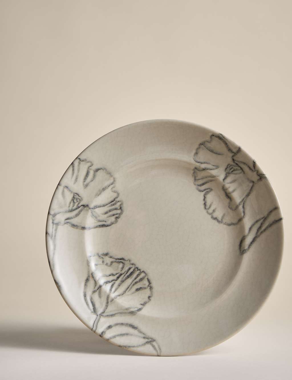 M&S Floral Crackle Side Plate - Cream