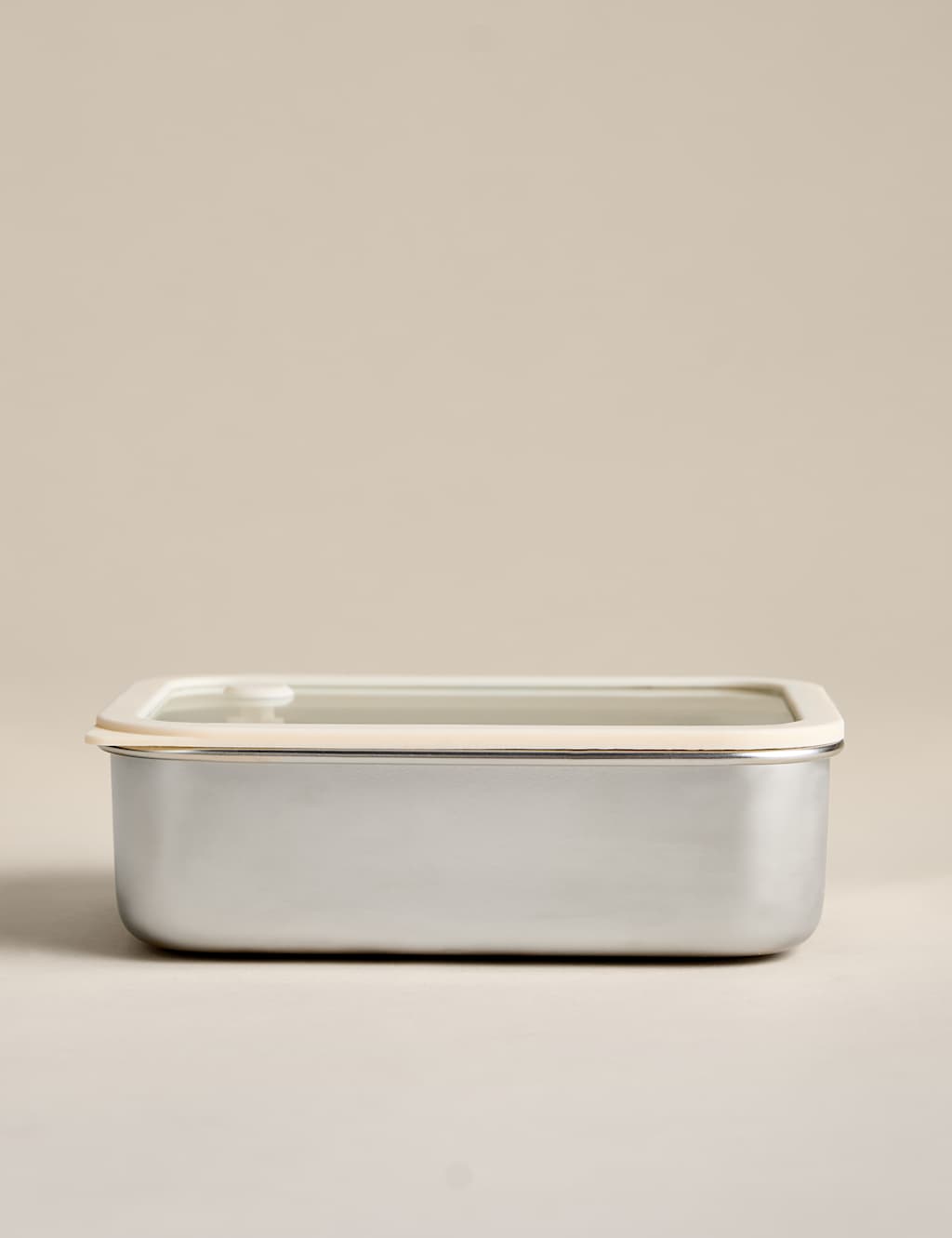 M&S Small Stainless Steel Food Storage Container - Cream