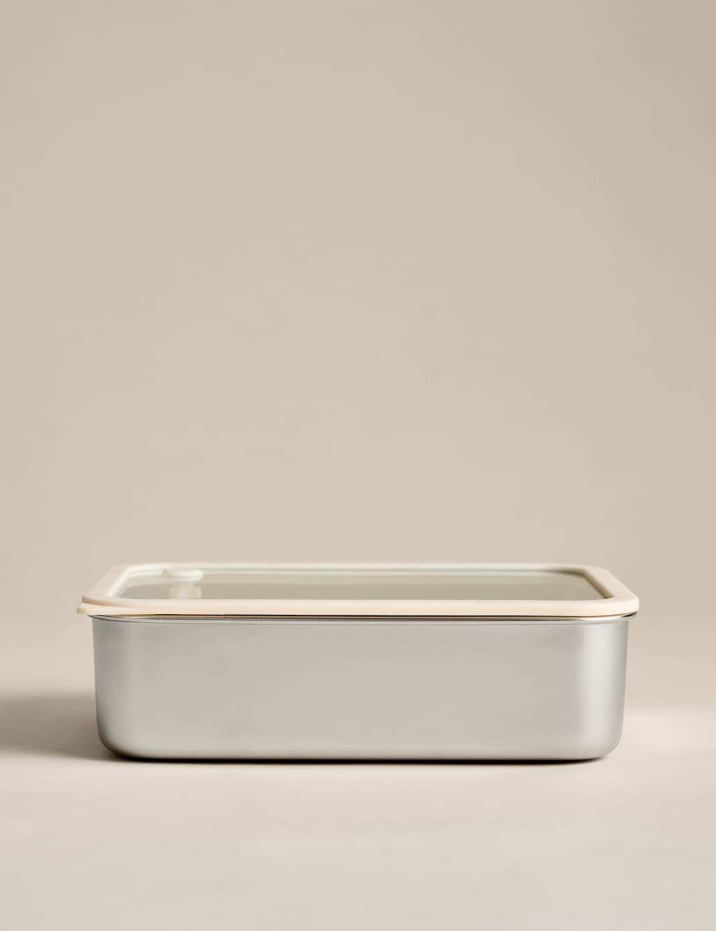 M&S Medium Stainless Steel Food Storage Container - Cream