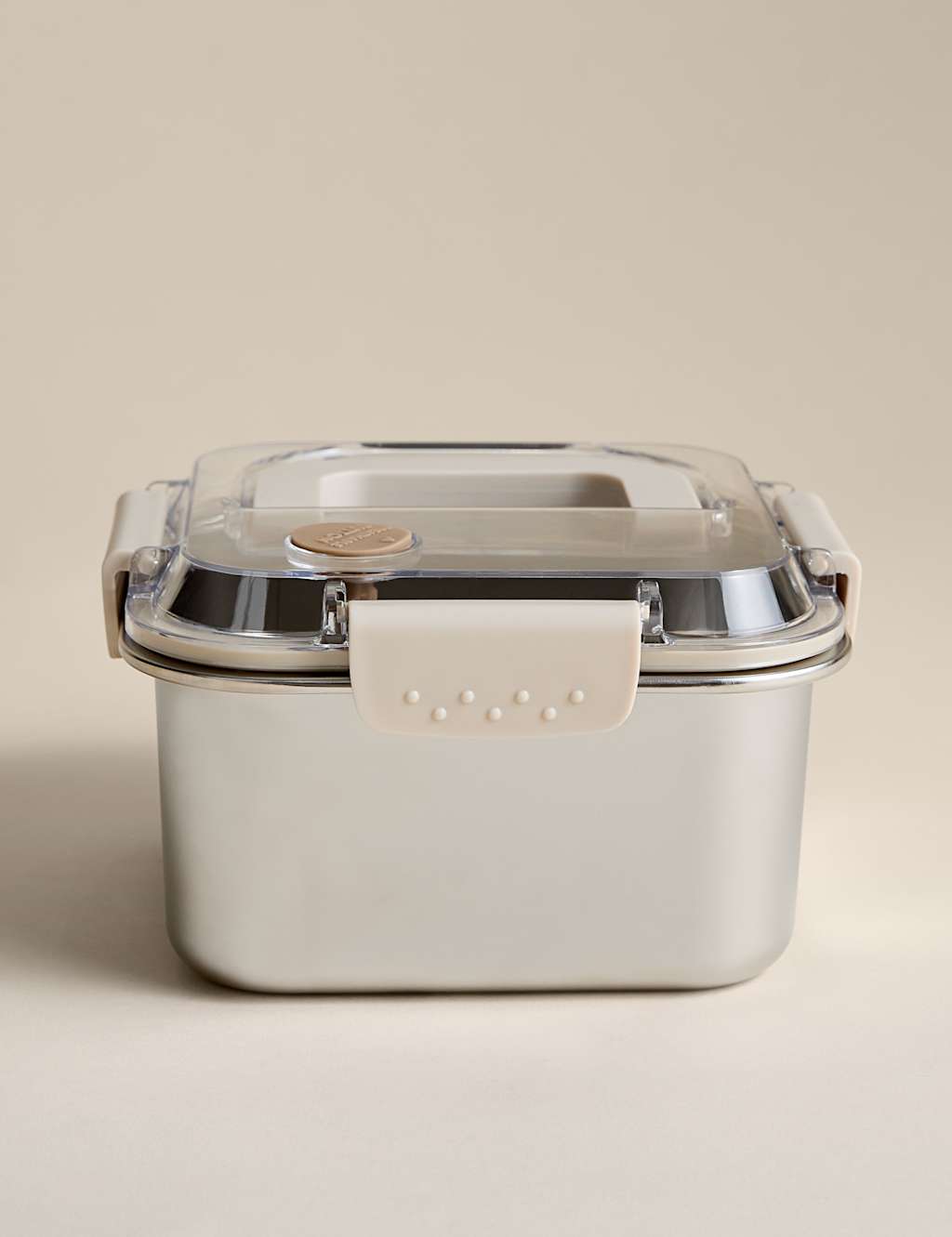 M&S Medium Stainless Steel Storage Container with Handle - Cream