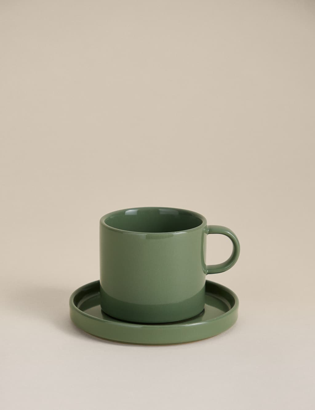 M&S Straight Sided Cup & Saucer - Green