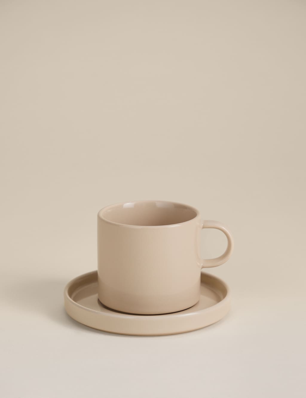 M&S Straight Sided Cup & Saucer - Cream