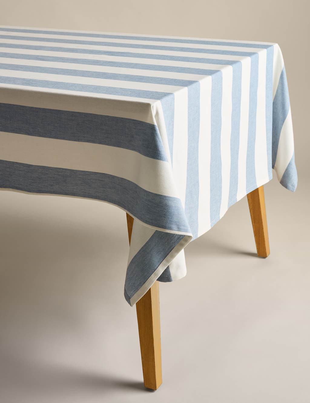 Cotton with Linen Wide Stripe Tablecloth