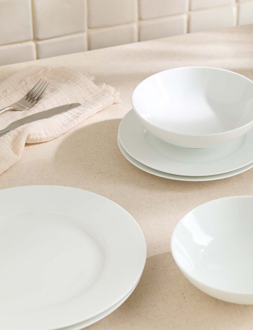 M&S Collection 12 Piece Maxim Dinner Set - White, White
