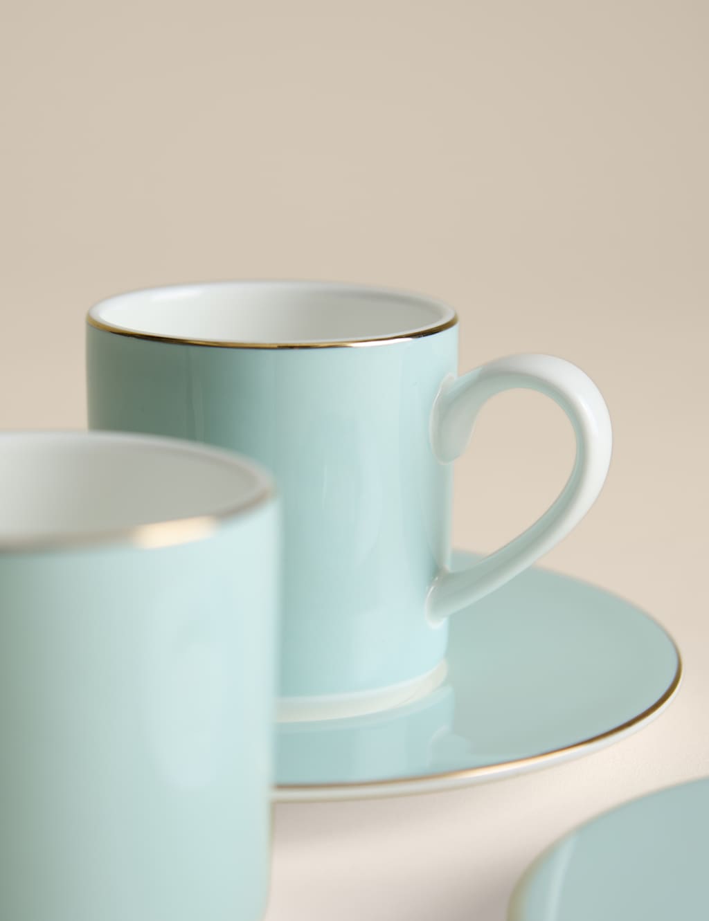 M&S 2 Pack Bone China Espresso Cups & Saucers - Mint