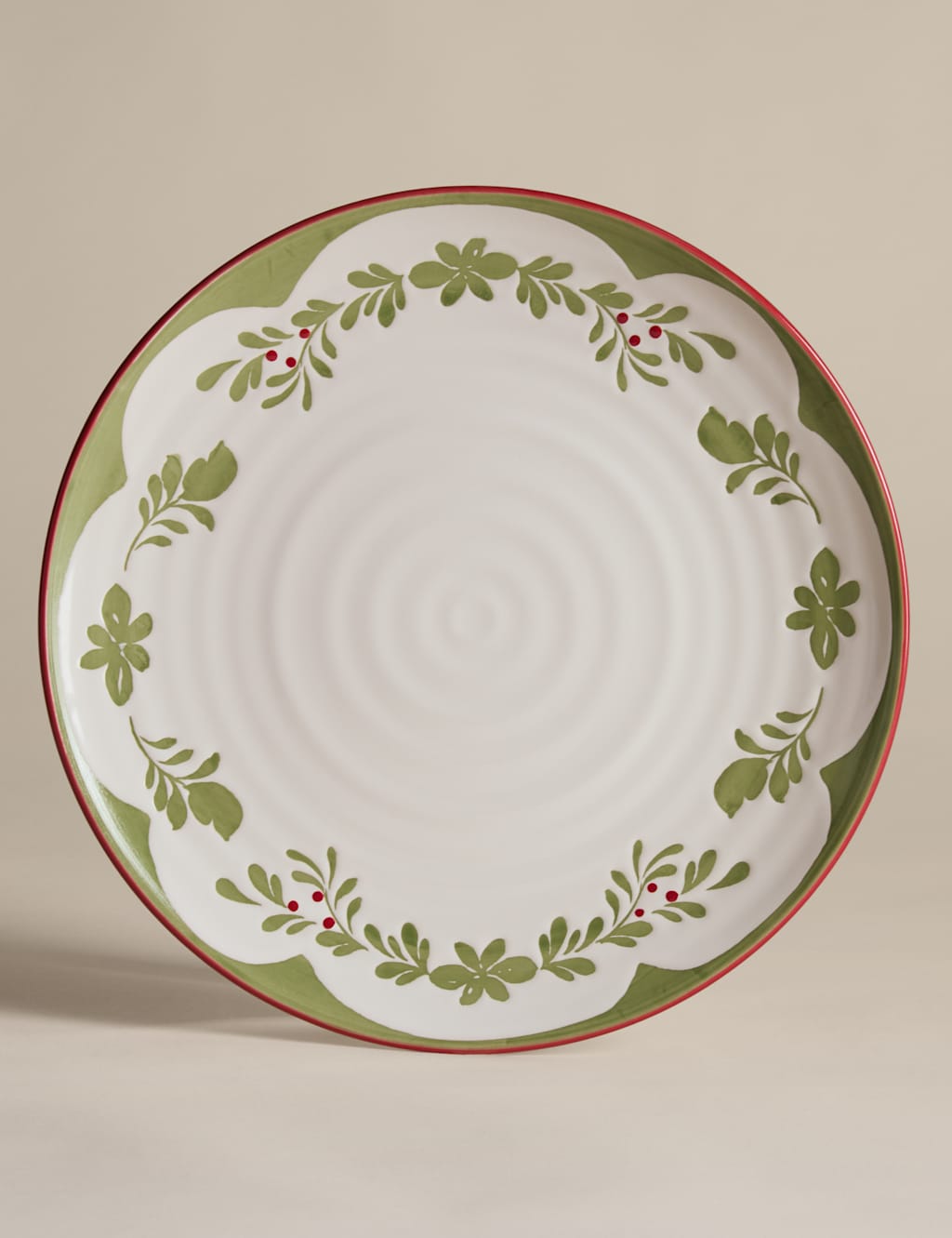 M&S Winter Foliage Dinner Plate Green
