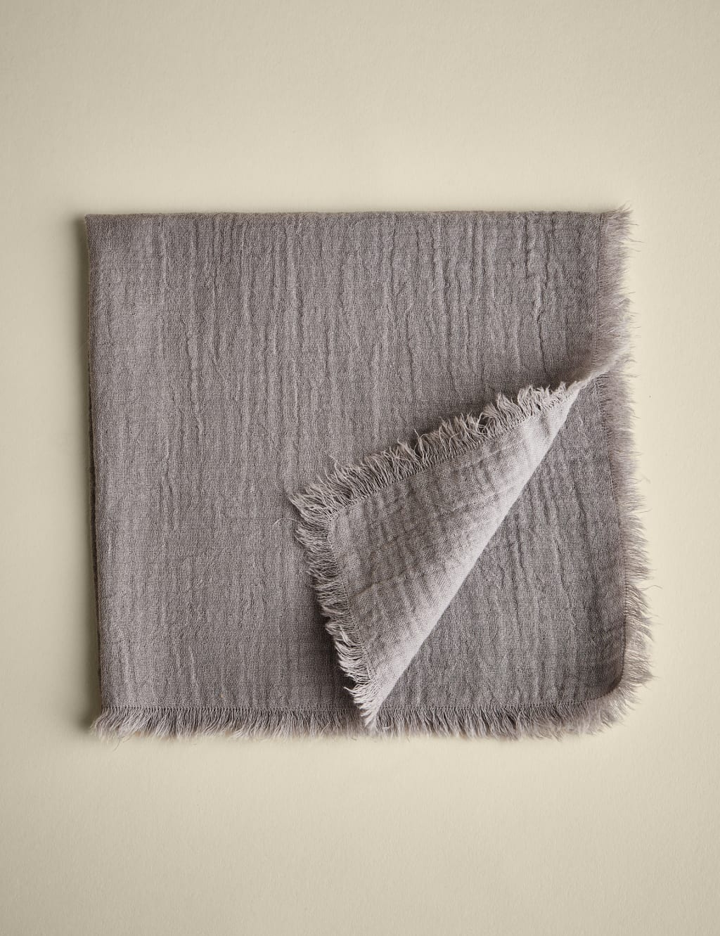 M&S Collection Set of 4 Frayed Edge Muslin Napkins - Grey, Grey