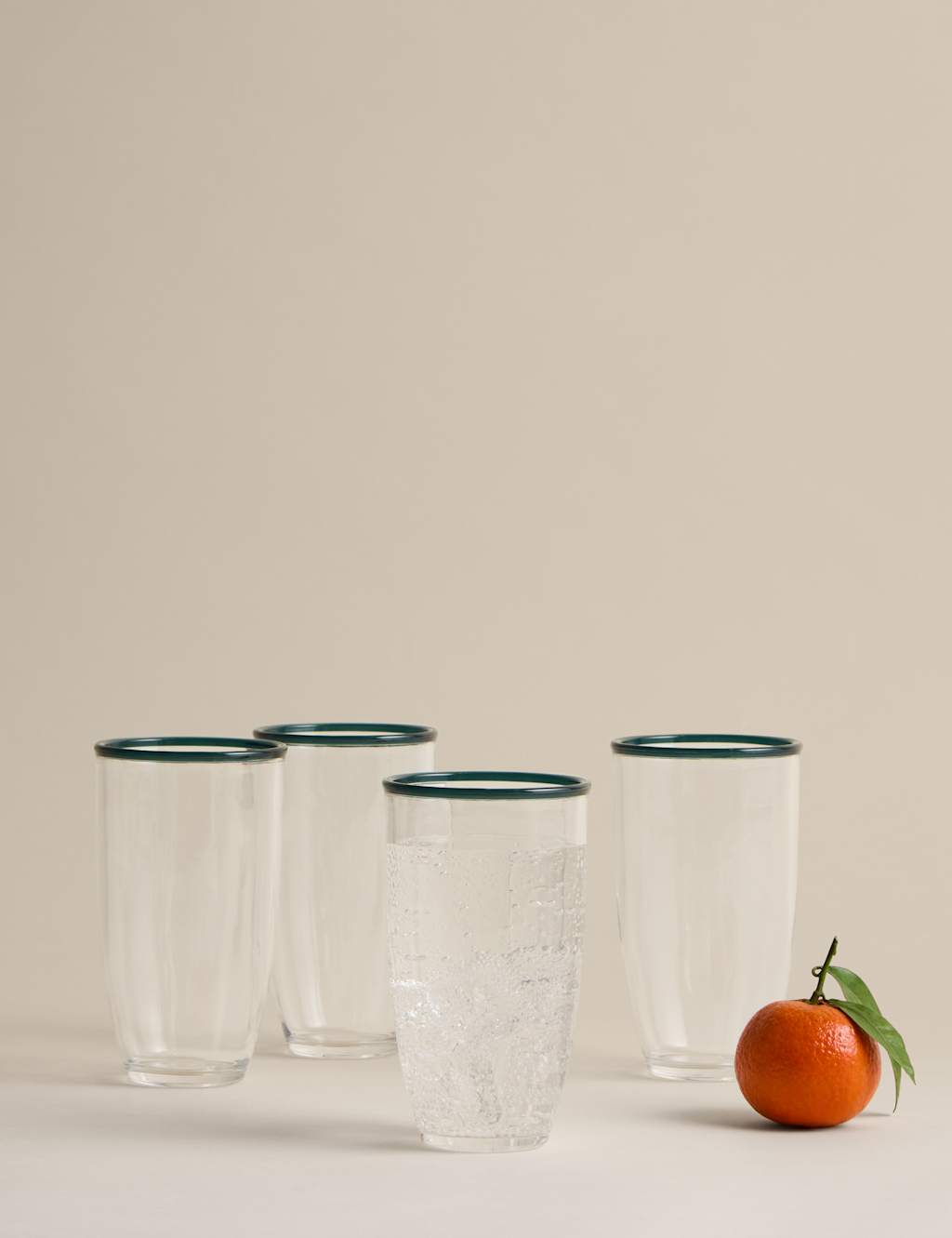 M&S Set of 4 Contrast Rim Acrylic Picnic Hi Balls - Blue