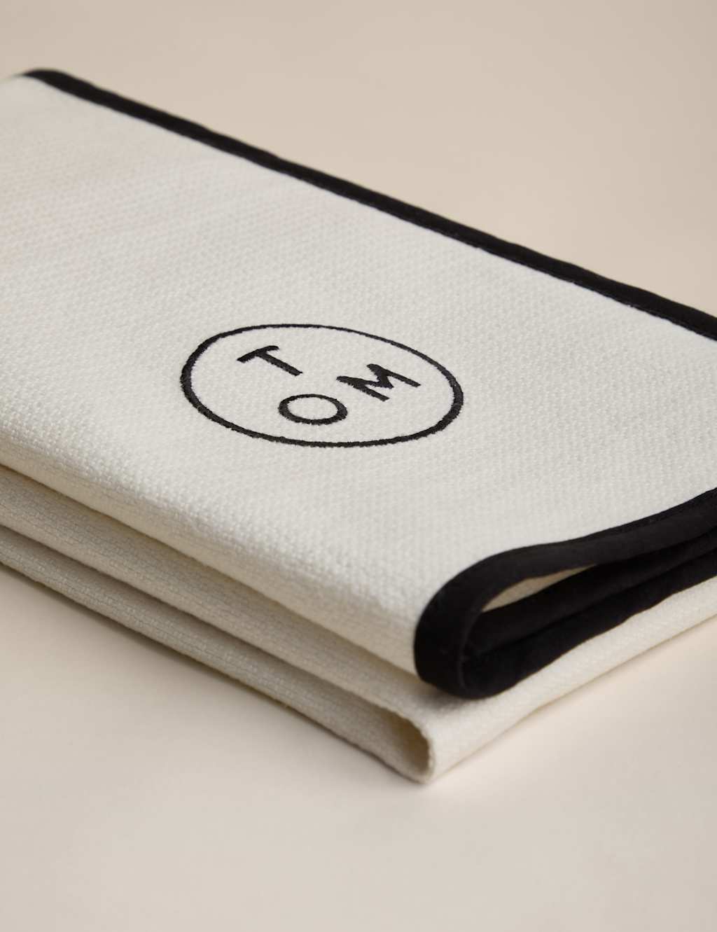 M&S X Tom Kerridge Pure Cotton Black Trim Chef's Cloth Black