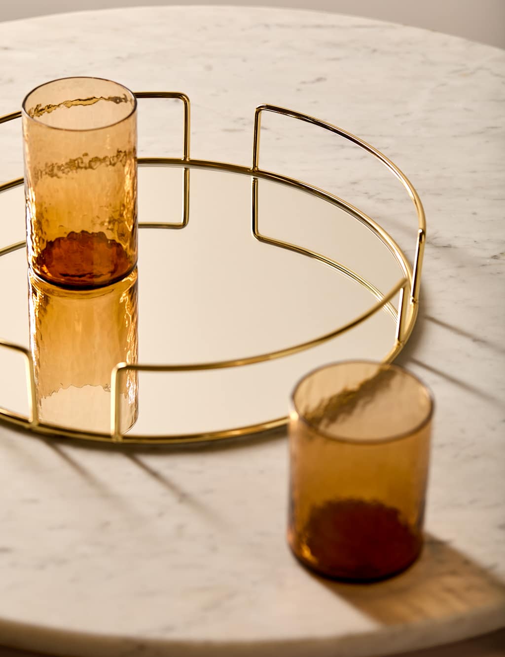 M&S Collection Mirrored Round Tray - Gold, Silver,Gold