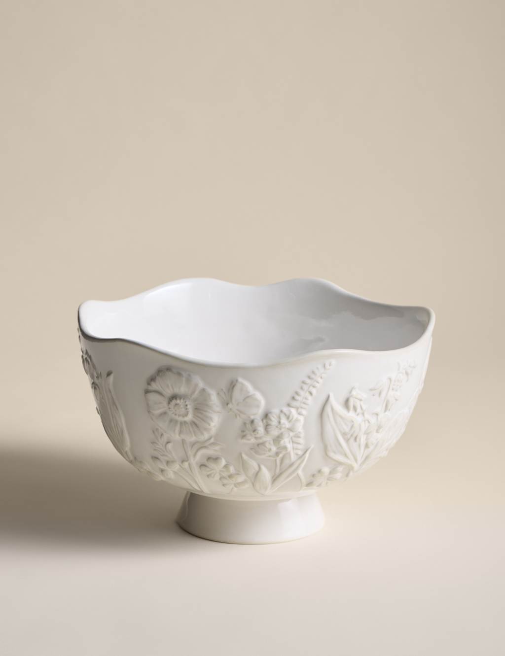 M&S Spring Meadow Footed Serving Bowl - Cream