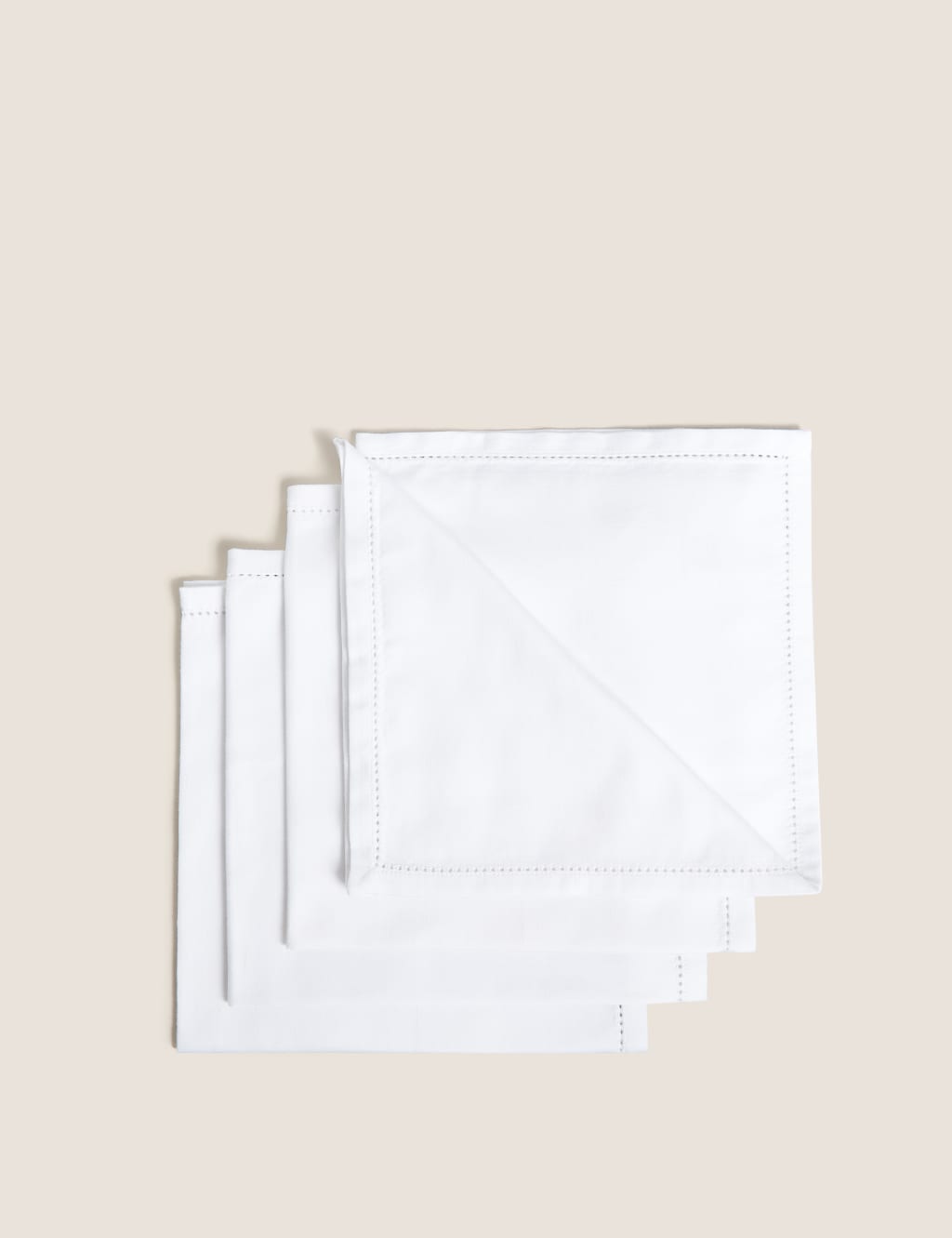 M&S Collection Set of 4 Cotton Sateen Napkins - White, White