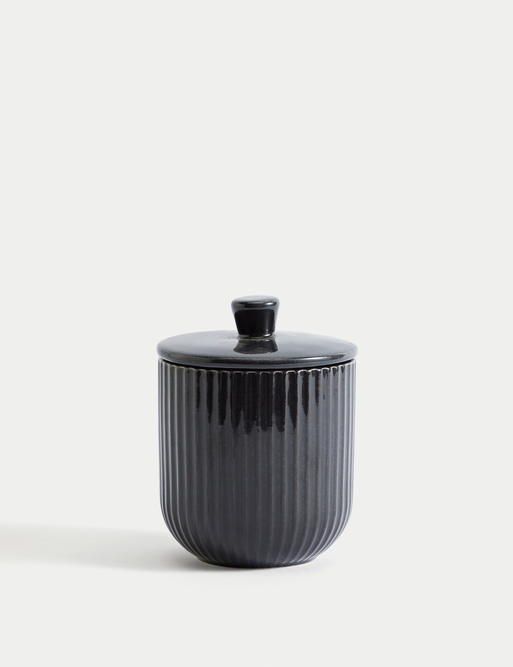 M&S Collection Small Ribbed Storage Jar - Charcoal, Charcoal,Cream