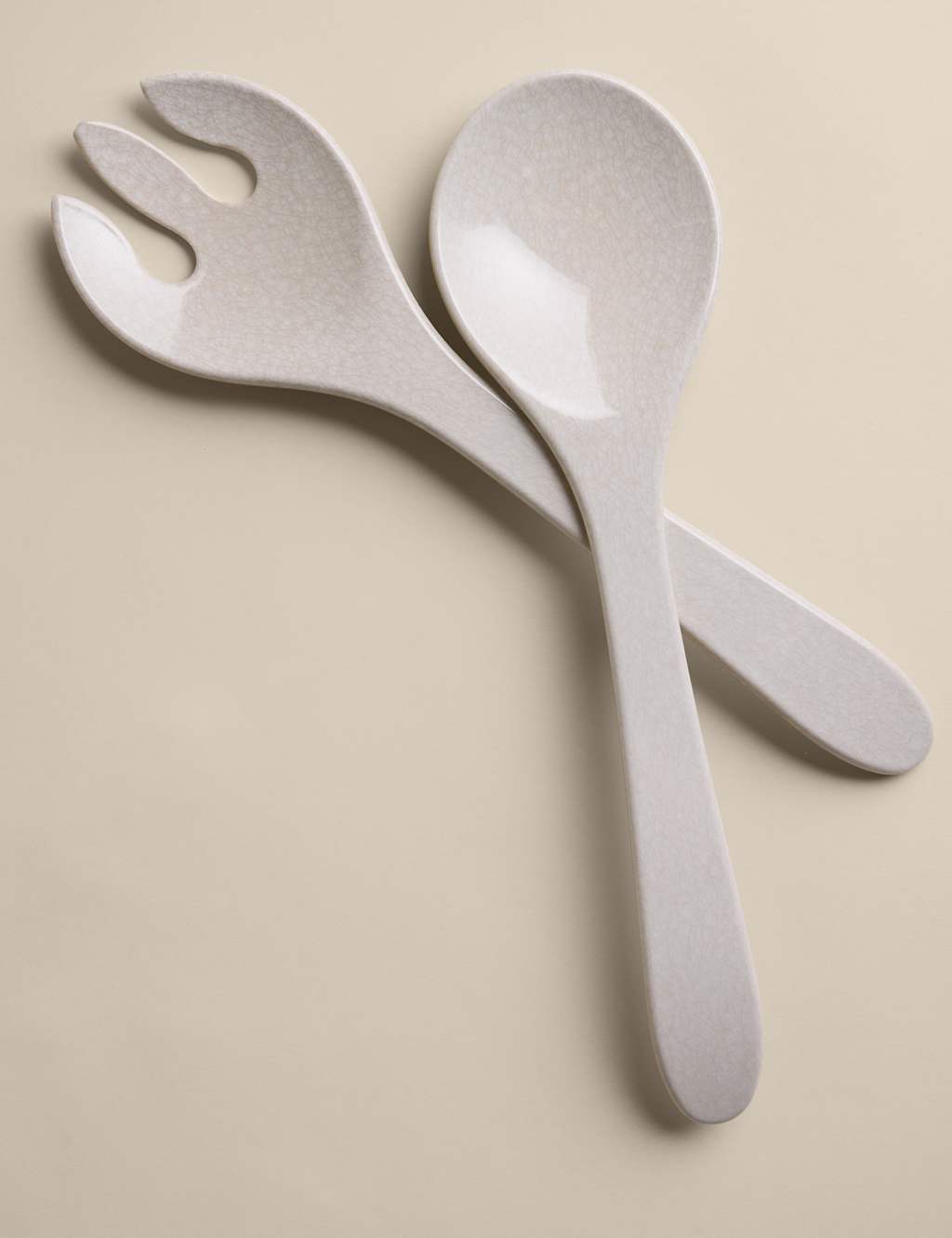 M&S Reactive Glaze Melamine Picnic Salad Servers - Natural
