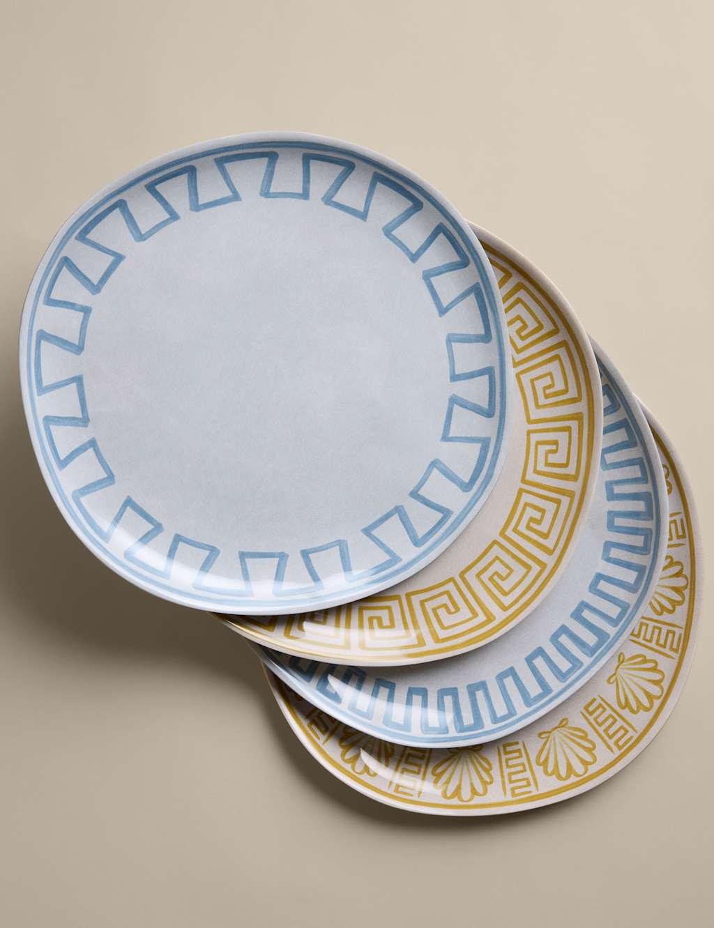 M&S Set of 4 Coastal Picnic Dinner Plates Multi