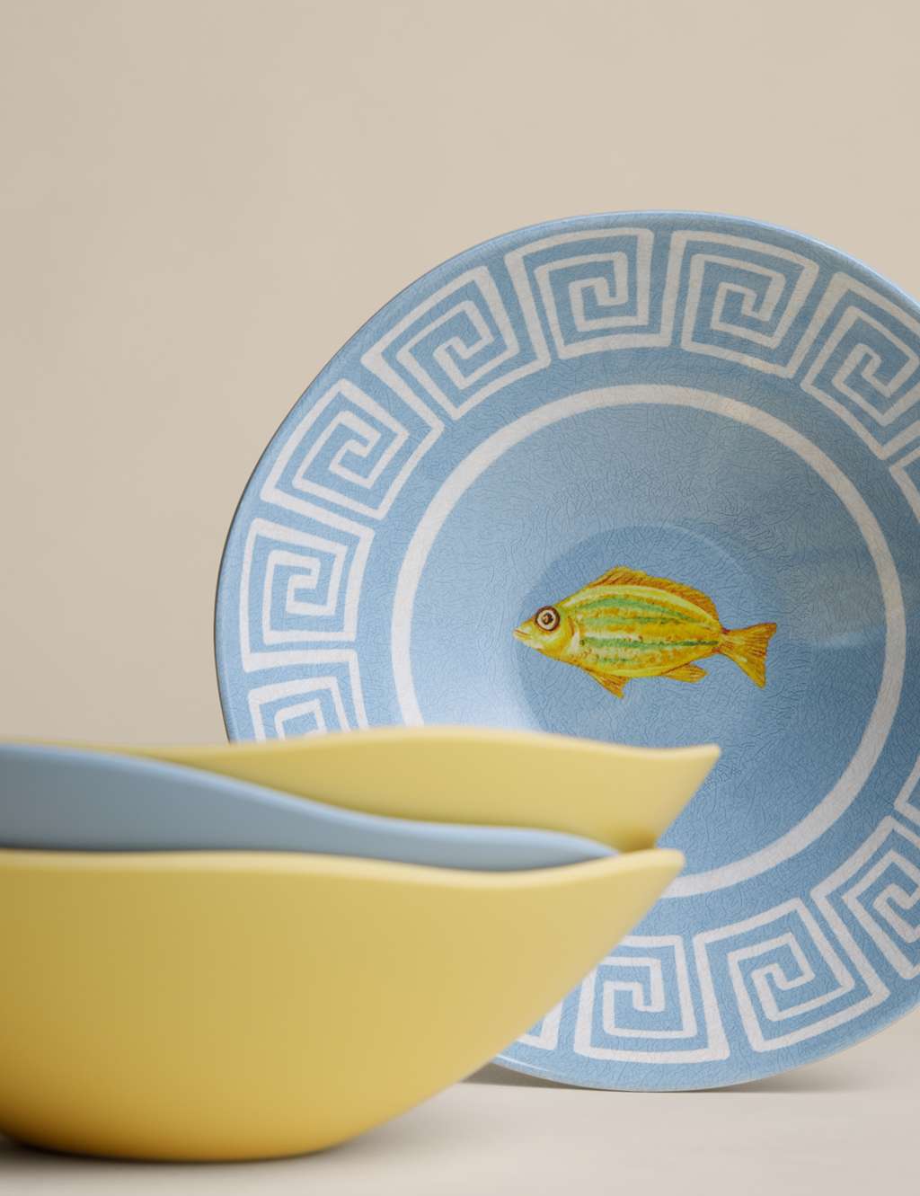 M&S Set of 4 Coastal Picnic Cereal Bowls - Multi