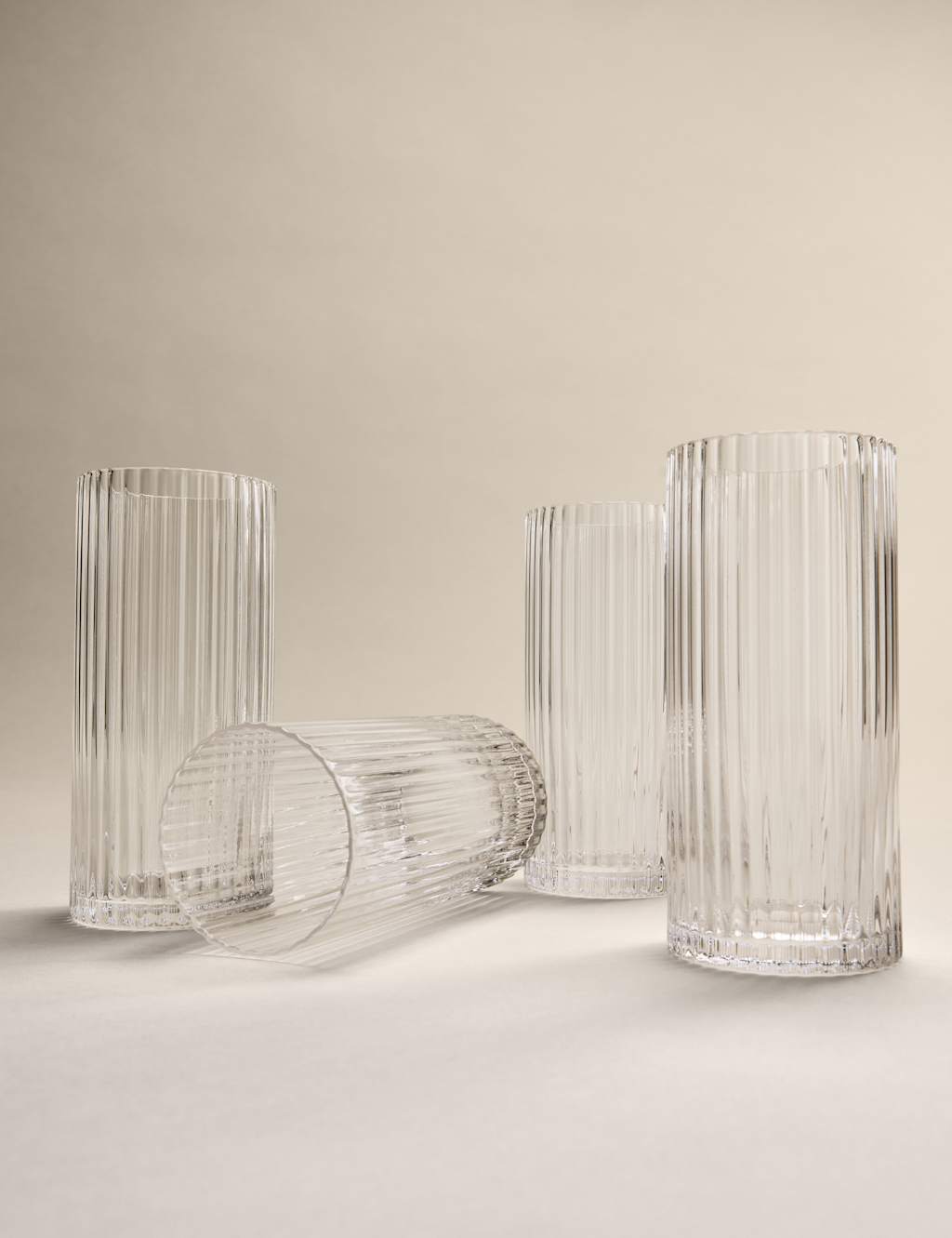 M&S Set of 4 Celine Ribbed Hi Ball Glasses