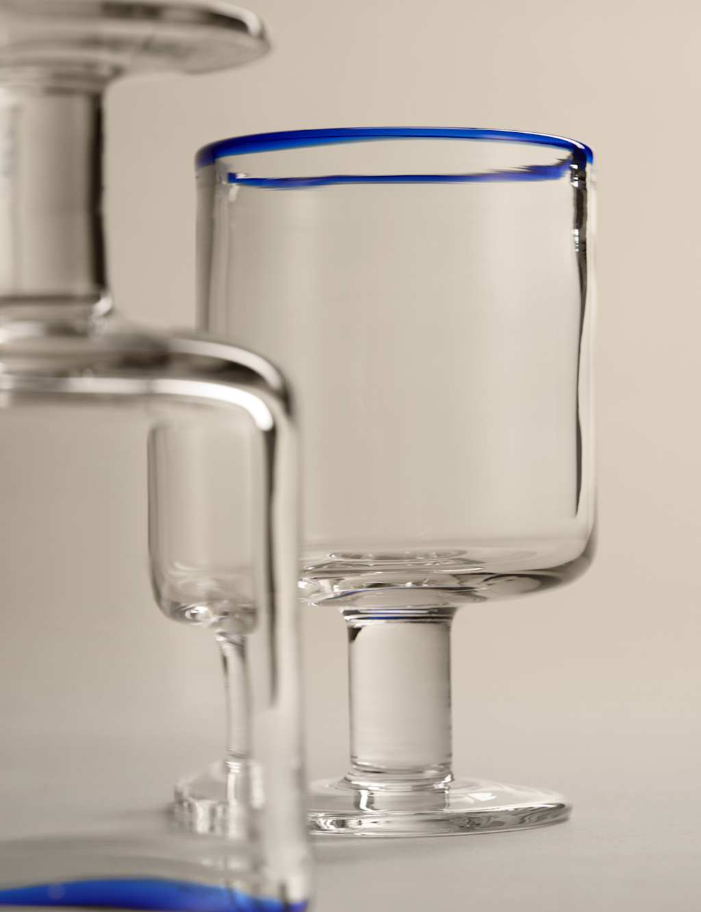M&S Set of 2 Contrast Rim Wine Glasses - Blue