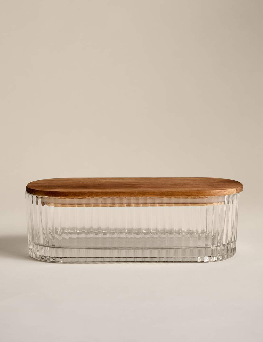 M&S Medium Ribbed Glass Container Clear