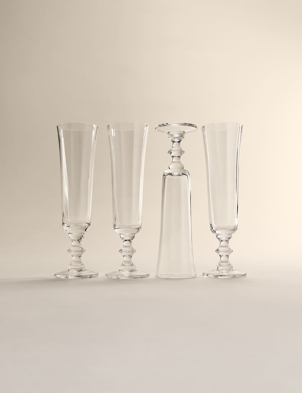 M&S Set of 4 Etoile Champagne Flutes - Clear
