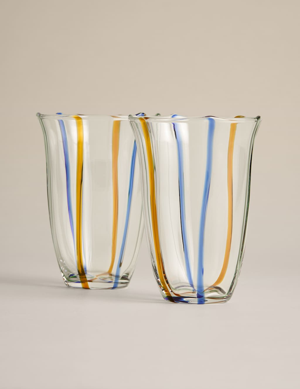 Set of 2 Colour Stripe Hi Ball Glasses