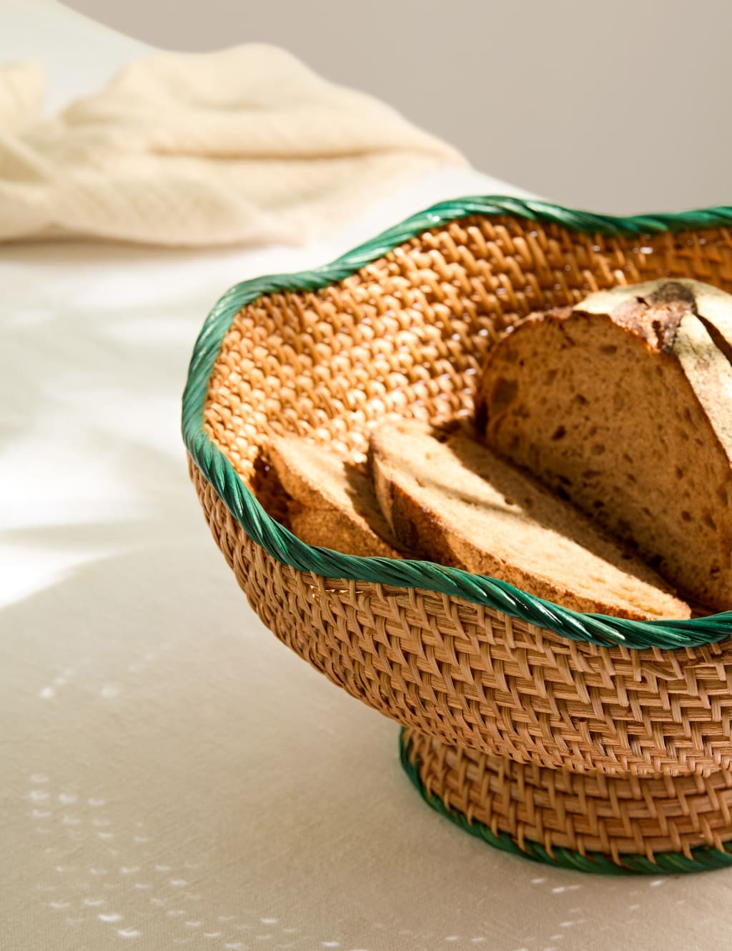 M&S Collection Rattan Footed Bowl - Natural, Natural