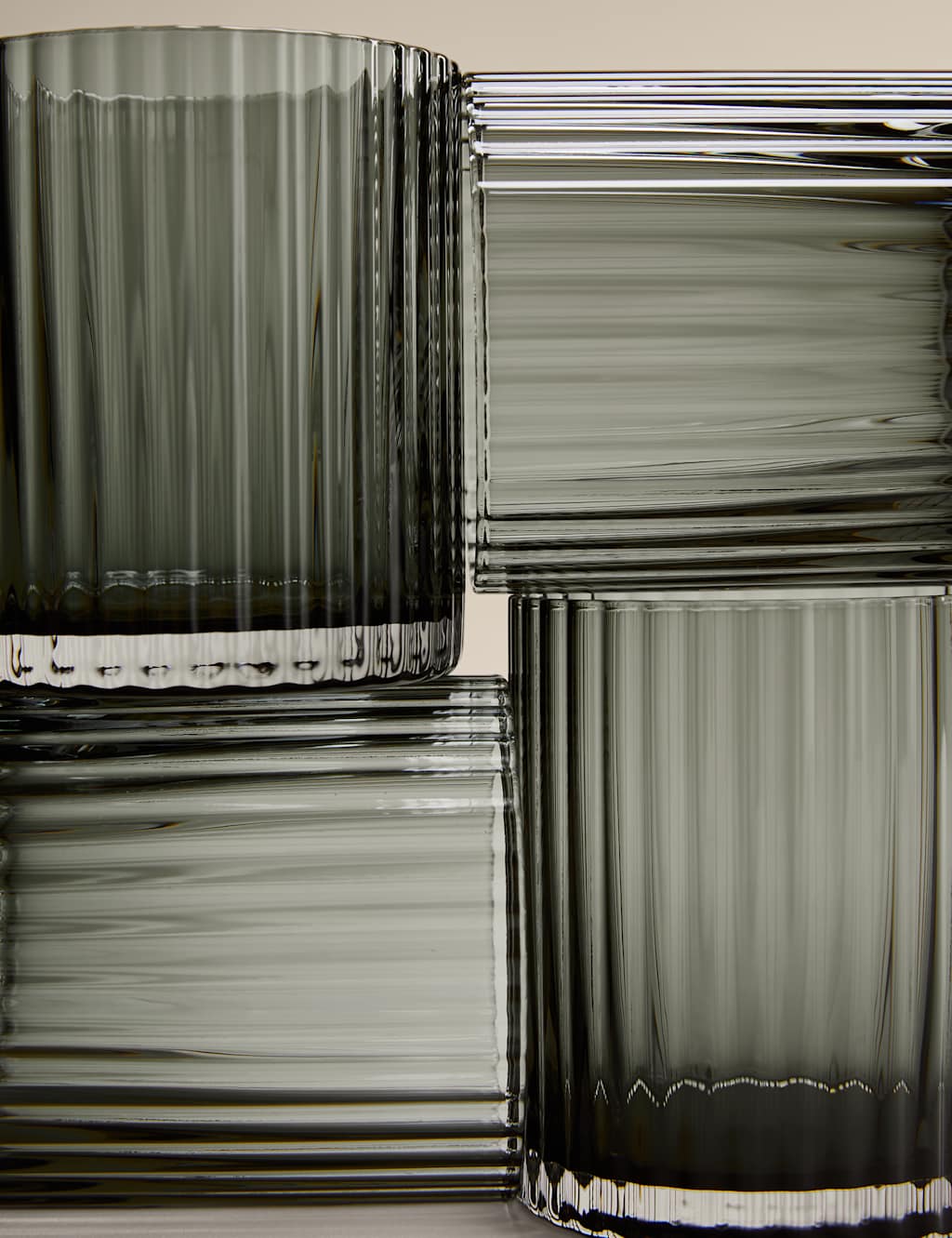 M&S Set of 4 Celine Ribbed Tumblers Dark Grey