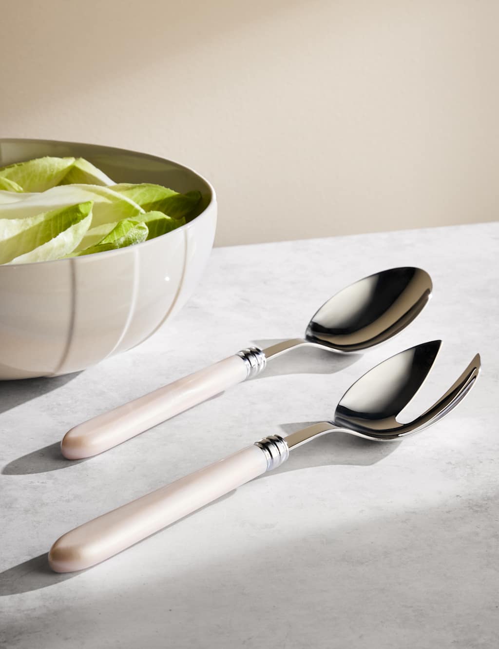 M&S X Kelly Hoppen Contrast Salad Servers - Cream
