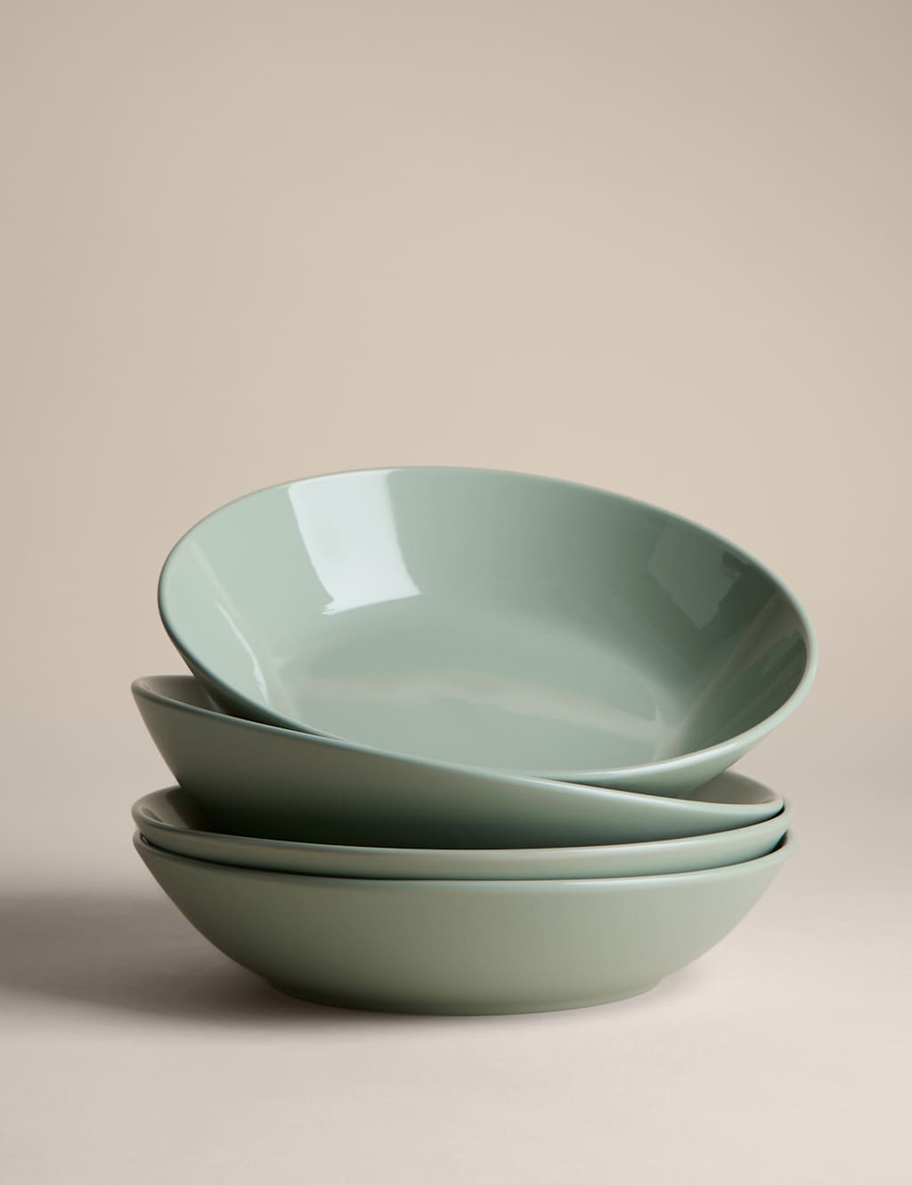M&S Set of 4 Everyday Stoneware Pasta Bowls - Sage
