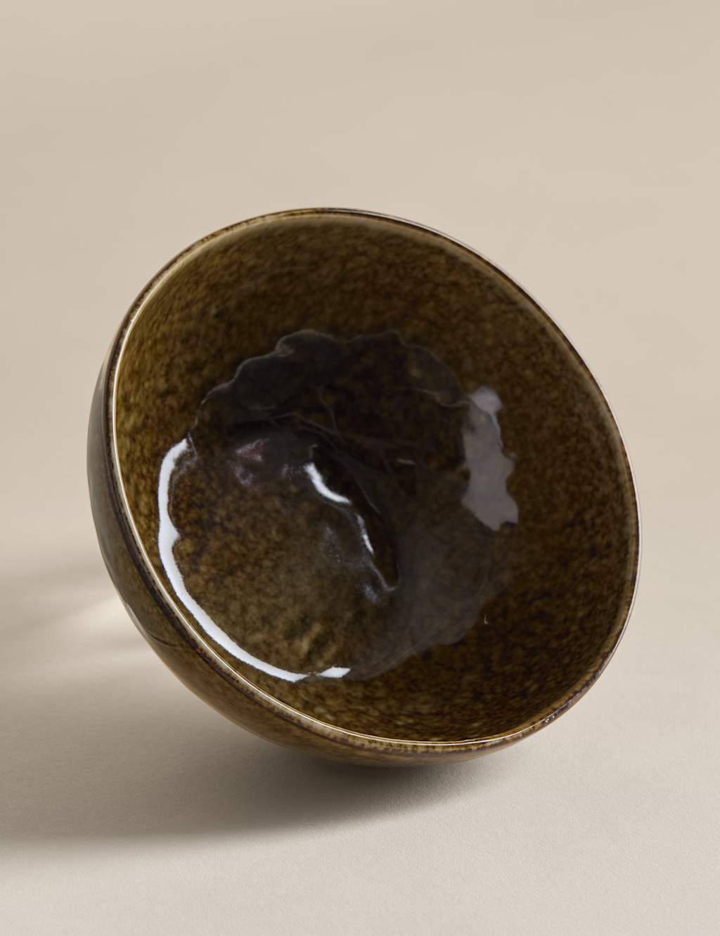 M&S Straight Side Reactive Glaze Cereal Bowl Khaki