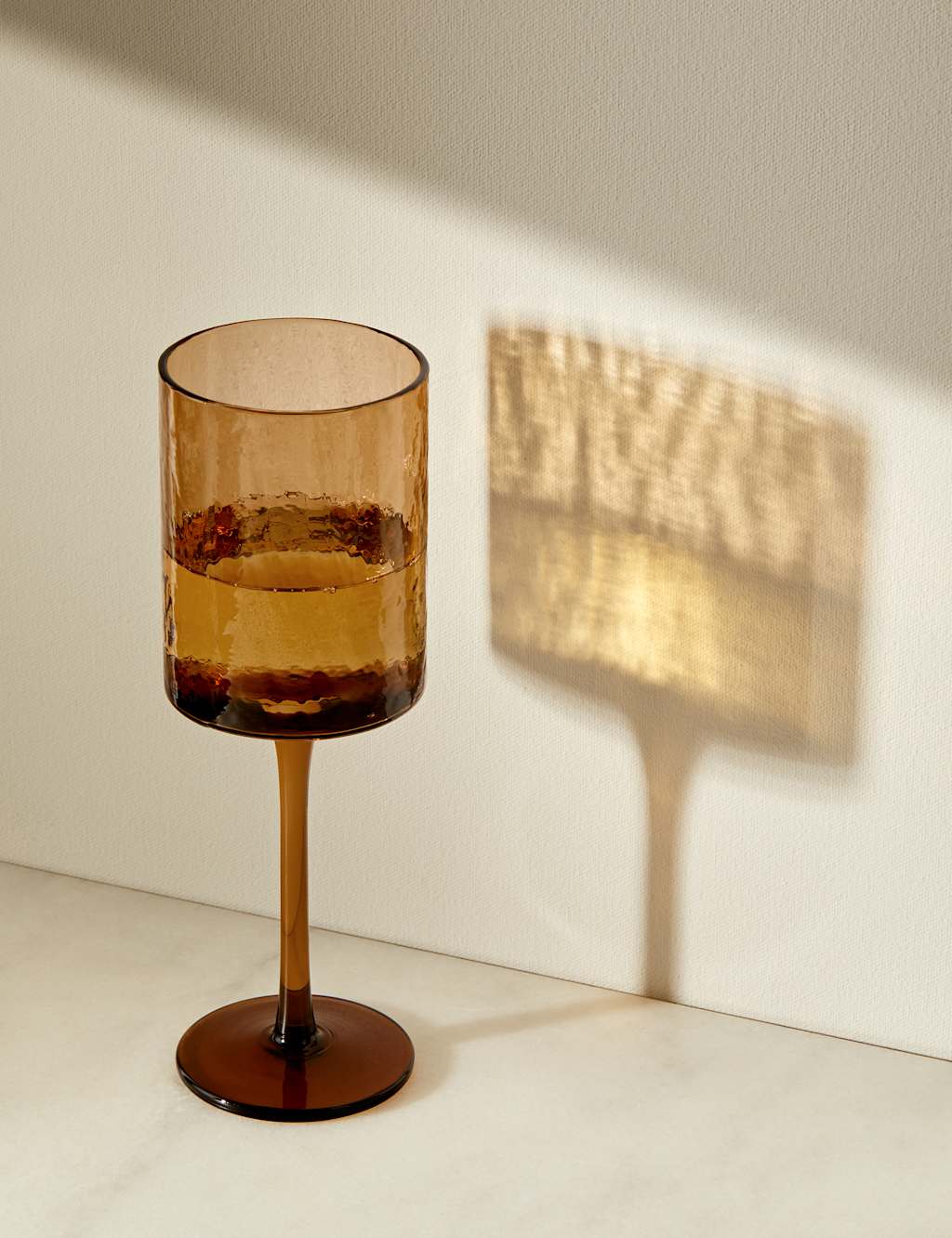 M&S Set of 4 Hammered Wine Glasses - Brown