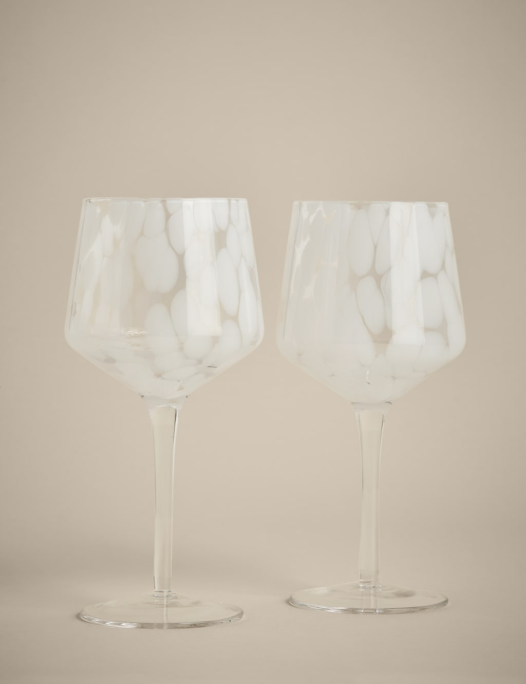 M&S Set of 2 Speckled Wine Glasses - White