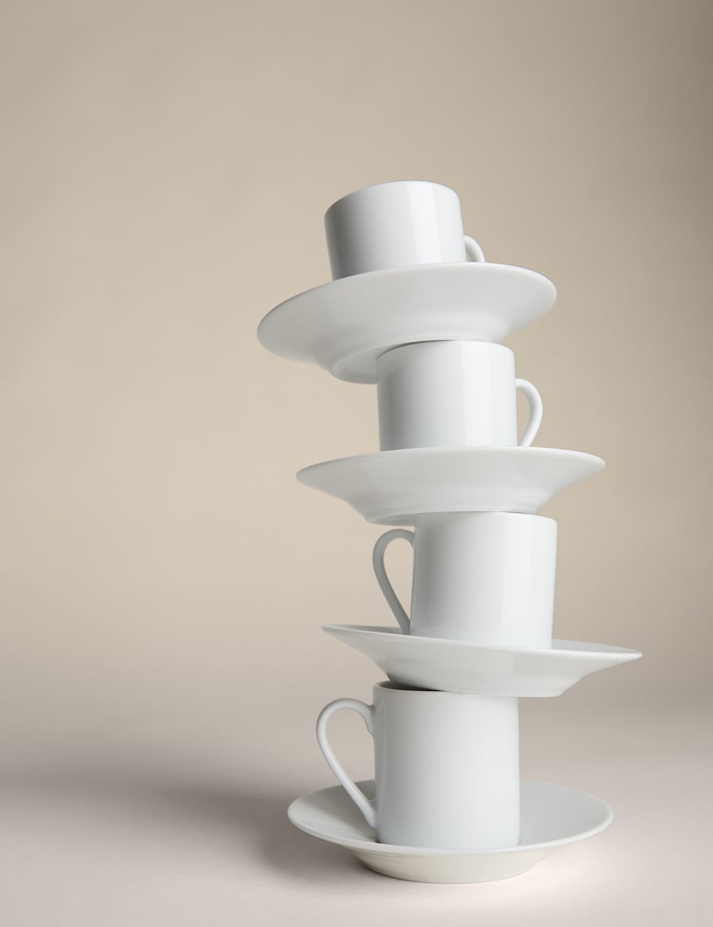 M&S Set of 4 Maxim Espresso Cups & Saucers White