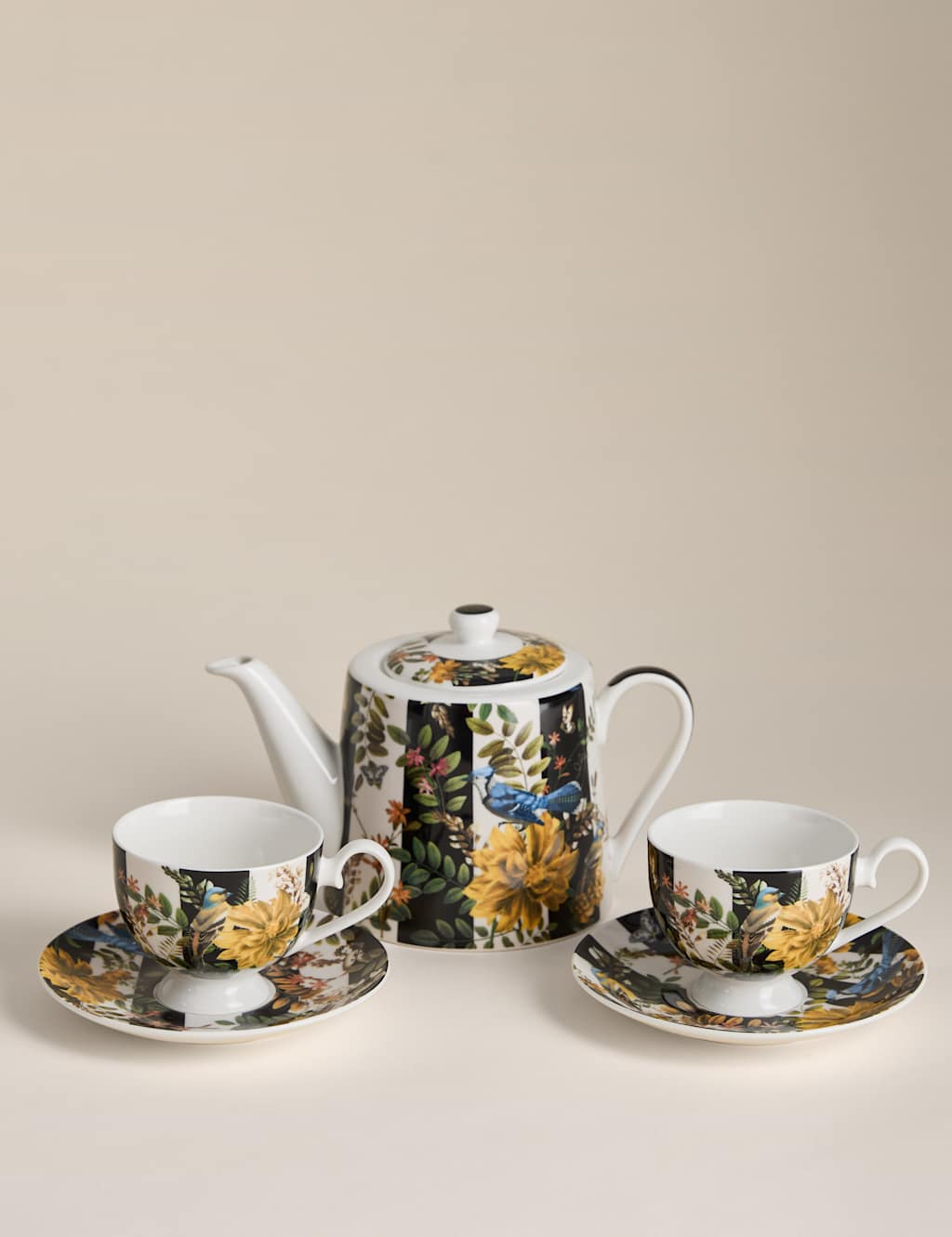M&S Collection Striped Floral Teapot Gift Set - Multi, Multi
