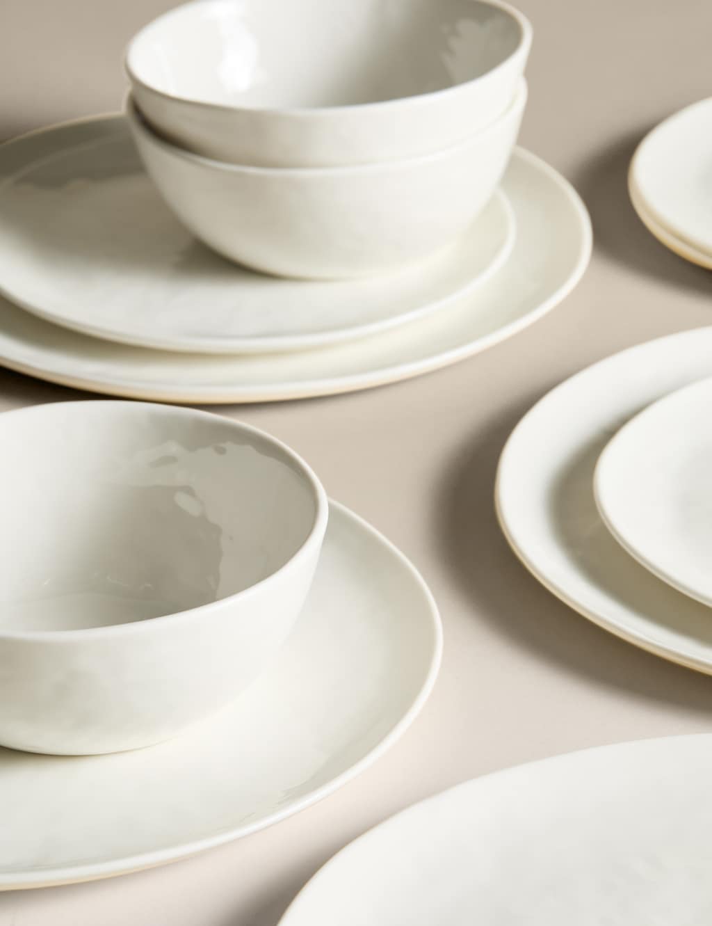 M&S Collection 12 Piece Artisan Dinner Set - White, White