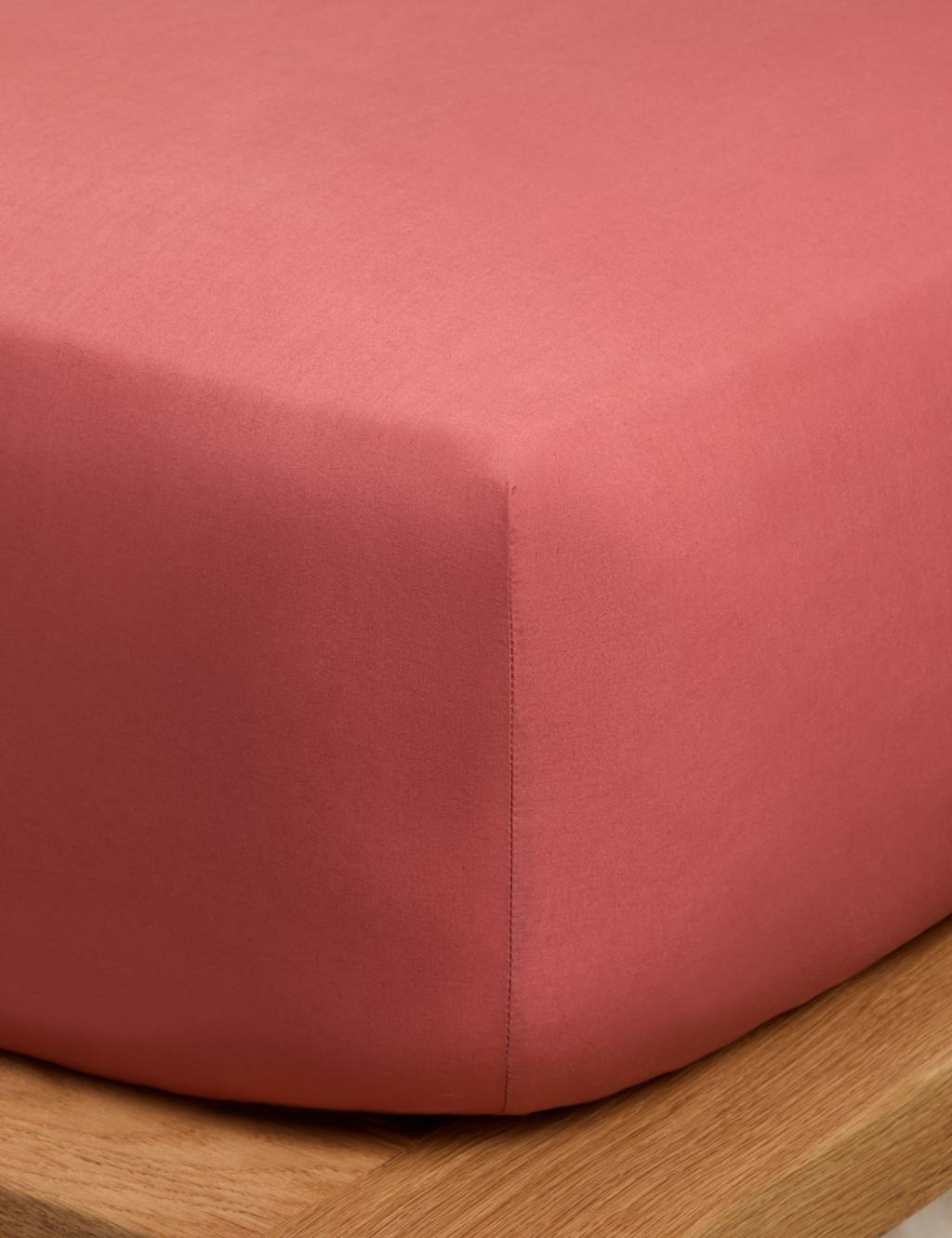 M&S X Fired Earth Washed Cotton Extra Deep Fitted Sheet Dusty Cedar