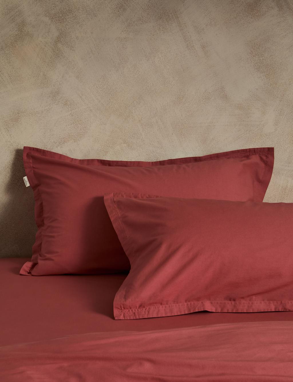 M&S X Fired Earth 2 Pack Washed Cotton Oxford Pillowcases Dusty Cedar